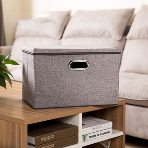 Large Collapsible <b>Storage</b> <b>Bins</b> <b>Storage</b> Boxes Linen Fabric <b>Storage</b> Cubes for Kids With Cover for Home Bedroom - Product Image 2
