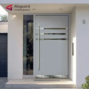 Modern Porte Blindee Metal Aluminum Glass Pivot Front Security Door Porte Acier For Villa