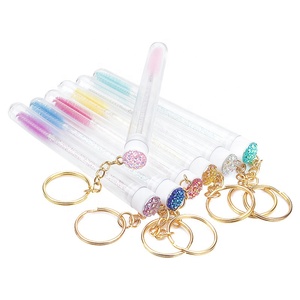 Gold Keychain <strong>Rhinestone</strong> <strong>Eyelash</strong> Extension Mascara Wand Applicator Microbrush Crystal Lashes Brush with Single Tube - Product Image 3