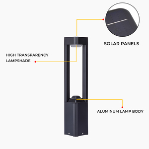 Lampada <span class=keywords><strong>Solare</strong></span> LED Moderna per Esterni, Illuminazione Paesaggistica IP65 Impermeabile in Alluminio, 30cm 60cm per Giardino e Vialetti - Product Image 3