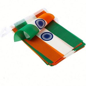 Guirnalda de Banderines Personalizada al por Mayor, Bandera de la India con Cuerda Naranja, Blanca y Verde, Decoración Hindú para Eventos Nacionales - Product Image 4