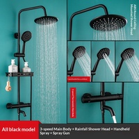 Ensemble de douche thermostatique noir mat à double poignée, fixation murale, pommeau de douche massant, robinets pressurisés réglables pour salle de bain domestique