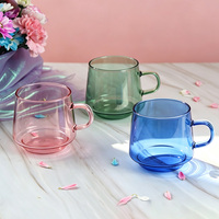 Tasse empilable en verre borosilicate haute résistance, couleur personnalisable, pour la maison, le restaurant, le petit-déjeuner quotidien