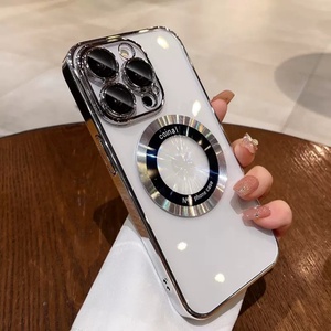 เคสโทรศัพท์มือถือแบบใสเคลือบเงาหรูหรา พร้อมแม่เหล็ก สำหรับ iPhone 12 13 14 15 16 Pro Max พร้อมฟิล์มป้องกันเลนส์ - Product Image 4
