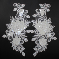 Ventes en gros de patchs et d'appliques en dentelle brodée 3D, 100% polyester, paillettes et perles, accessoires de vêtement