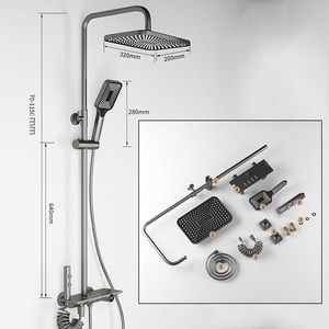 Ensemble de douche contemporain à double poignée, finition brossée, 4 fonctions, jet doux, noir mat, système de robinetterie de <span class=keywords><strong>spa</strong></span> effet pluie - Product Image 3