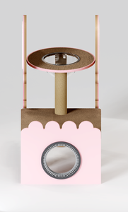 Casetta per gatti e torre in cartone ondulato a tema meduse rosa per arrampicarsi, graffiare e riposare - Product Image 4