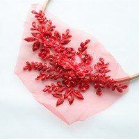 Paillettes 3D multicolores Perlées Broderie Dentelle Fleurs 100% Polyester DIY Coiffe Vêtements Patch