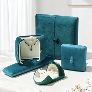 Custom High end jewelry box flannel double ring box earring pendant bracelet pearl jewelry gift packaging box - Product Image 2