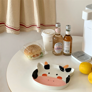 Plato de Cerámica con Forma de Vaca para Niños, Vajilla Infantil de Grado Alimenticio para Comida de Animales del Zoológico - Product Image 6