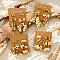 Nouvelles boucles d'oreilles créoles irrégulières en résine en forme de C, style transfrontalier Europe-Amérique, lot de 6, électroplaquées, tendance, minimalistes, vintage