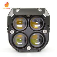 Phare de Travail LED 3 Pouces 40W 5D 4 Lentilles, Projecteur Anti-Brouillard à Conduite DRL Rouge pour Voiture 4x4 Tout-Terrain Camion Tracteur Moto à Encastrer