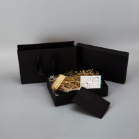 Boîte cadeau rectangulaire rigide noire mate minimaliste avec fermeture magnétique, écologique, personnalisable pour bijoux, électronique, bougies