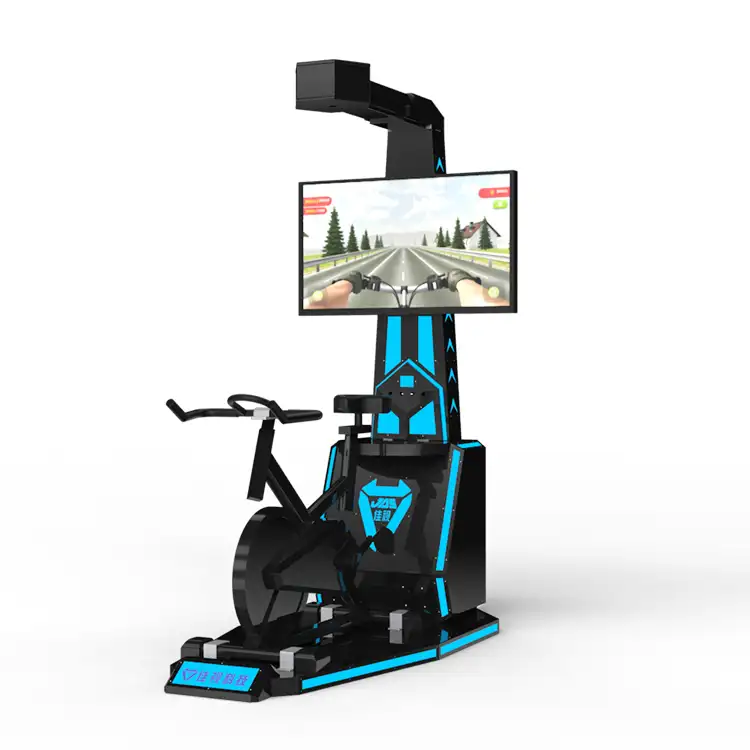 Inanılmaz kapalı 9D VR bisiklet oyun makinesi/simülatörü VR sürme bisiklet oyun ekipmanları eğlence parkı sürmek üreticisi
