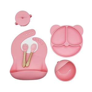 Ensemble <span class=keywords><strong>de</strong></span> couverts <span class=keywords><strong>de</strong></span> luxe <span class=keywords><strong>de</strong></span> haute qualité, ensemble d'alimentation pour bébé en <span class=keywords><strong>silicone</strong></span> noir à motif <span class=keywords><strong>de</strong></span> lapin, assiettes et cuillères pour bébé, bols, ensembles cadeaux - Product Image 2