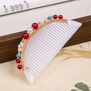 Estilo Hanfu antiguo, estilo de la dinastía Ming, peineta sencilla para el cabello, adorno para el cabello, elegante y versátil, imitación de jade en acetato. - Product Image 1