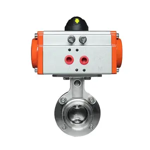 2 inch Tri clamp food grade stainless steel pneumatic actuated sanitary butterfly valve
