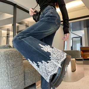 Jean <span class=keywords><strong>Femme</strong></span> Jambe Droite Stretch Denim Décontracté Bleu Noir Automne Bureau Trajet Grossiste <span class=keywords><strong>Pantalon</strong></span> - Product Image 1