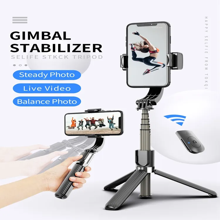 Anti-Shake Selfie Stick Mobile Phone Foldable Handheld Phone L08 Gimbal Stabilizer With Extendable Wireless Selfie Stick Tripod