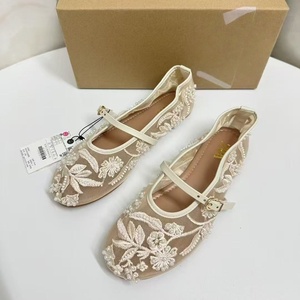 Scarpe Mary Jane piatte da donna ZA 2026 nuovo stile con ricamo tradizionale cinese e <span class=keywords><strong>sandali</strong></span> <span class=keywords><strong>bianchi</strong></span> - Product Image 3