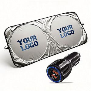 ขายส่งผลิตภัณฑ์แบรนด์ดังแบบพิเศษ พร้อมโลโก้ธุรกิจพิมพ์ตามสั่ง ของขวัญส่งเสริมการขาย ที่บังแดดรถยนต์แบบพับได้ - Product Image 1