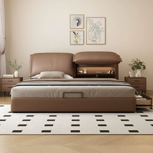 Modern Simple High-<b>End</b> Bedroom Art <b>Bed</b> Leather UpHolstered Multifunctional Storage Double <b>Bed</b> 2509 Soft Modern <b>Bed</b> 2509 - Product Image 1