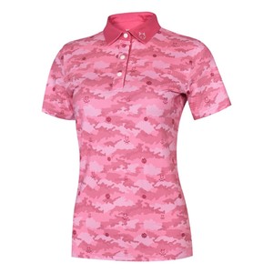 เสื้อโปโลพิมพ์ลายพรางสีชมพูสำหรับผู้หญิง แขนสั้น ระบายอากาศได้ดี ผ้าถัก สไตล์ลำลอง ขนาดสั่งทำได้ ขายดี - Product Image 5