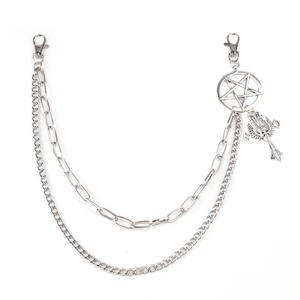 Cadena de cintura de metal estilo punk con colgante de cruz de ángel y demonio con pentagrama para accesorio de moda casual - Product Image 5