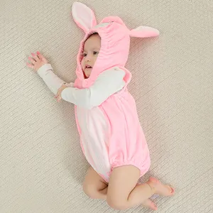MICHLEY Babi Jumpsuit Pyjamas Pink Bunny weich individuell Baby flanell Tanktop Kinder Baby Strumpfhosen Reißverschluss Pyjamas Cartoon-Druck