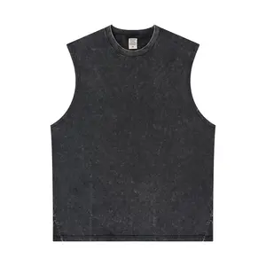 New Arrivals Wholesale Cotton Vintage Distressed Sleeveless T-shirt Tshirts Oversized Men Washed Vest Tank Tops