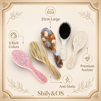 Brosse à cheveux coréenne personnalisée Shily&OS en acétate, antistatique, avec coussin, peigne plat, vente en gros, massage quotidien du cuir chevelu, démêlante, en vrac