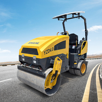 Rouleau compacteur d'asphalte SHAND de 4 tonnes, moteur diesel Yanmar, tambour en acier de 5 tonnes et pneus, rouleau compacteur vibrant pour route