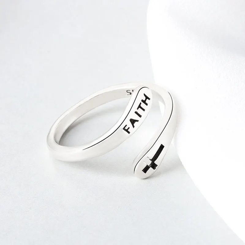 Mode Eenvoudige Geometrische Cross Opening Ring Classic Mannen Vrouwen Religieuze Faith Zilver Kleur Ring Christian Sieraden Gift