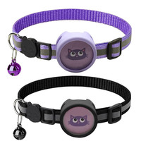 Collier pour chat en nylon réfléchissant avec clochette et support AirTag, idéal pour les promenades en extérieur et le suivi anti-perte – Meilleure vente