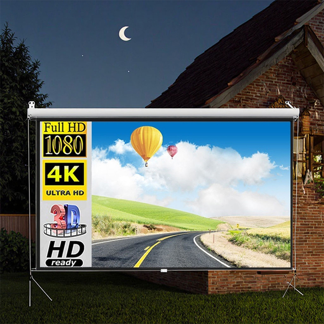 120 Inch 16:9 Portable Outdoor Fast-Folding Projection Screen for Outdoor Camping or Garden 100inch 2m Tripod Stand