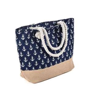 Style japonais femmes toile grande capacité sac à main superposé sac fourre-tout avec fermeture à glissière petit sac à main doublure en polyester - Product Image 2