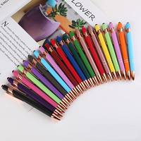 Bolígrafo Metálico 2 en 1 con Punta de Bola, Tinta Negra/Azul, Acabado Oro Rosa, Compatible con Pantallas Táctiles, Regalo para Oficina y Escuela