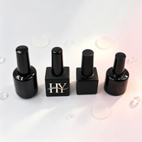 Flacon cosmétique vide en verre transparent ou noir de 5 ml, 8 ml, 10 ml, 15 ml pour vernis à ongles ou huile, avec bouchon pinceau et capuchon rose