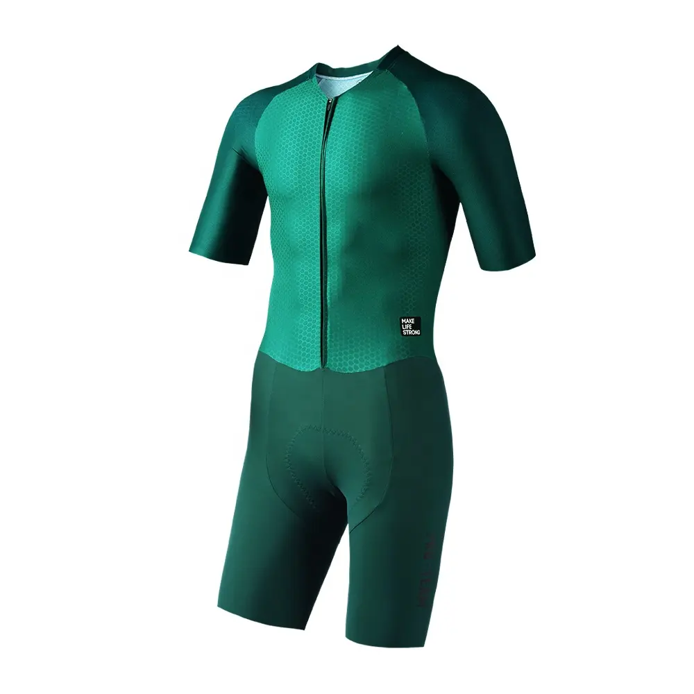Green Short Sleeve Skin Suit Cycling Oem Bicycle Clothing Cycling Jersey Quality Shockproof Cycling Skin Suit