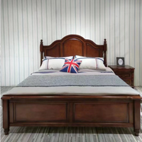 Sommier double américain en bois massif haut de gamme, taille Queen, extensible, avec rangement, pour chambre parentale, avec table de chevet