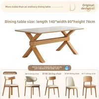 Ensemble table à manger et chaises en bois de frêne massif Design carré moderne avec style crème pour salon pour petits appartements