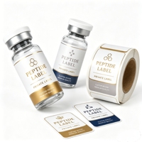 Autocollants personnalisés en vinyle découpé sur mesure pour flacons de peptides, étiquettes adhésives imperméables pour flacons en verre de 2 ml, 10 ml, 15 ml pour poudres de peptides de soin de la peau
