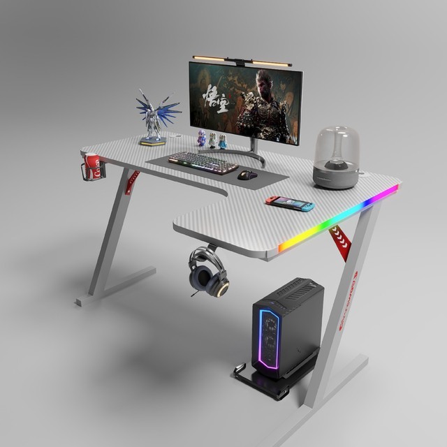 Factory-Wholesale P201 RGB Corner Computer Desk Cross-Border L-Shaped Streamer/Gaming/Esports Desk No Surface Finish Foreign