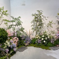 Fleur artificielle HGA, mélange de fleurs violet clair, branche en soie à 2 têtes, 88 cm, style nordique, réaliste, faite à la main, pour la décoration de la maison