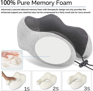 Almohada de viaje Almohada de espuma con memoria Almohada en forma de U con máscara de ojos 3D Auriculares Kit de viaje para avi - Product Image 3
