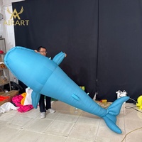 Ballon gonflable baleine bleue réaliste pour librairie, fête en bord de mer, scène sur le thème de l'océan, modèle de poisson gonflable personnalisé