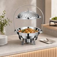 Réchaud commercial en acier inoxydable à motif diamant, chauffe-plat à alcool pour hôtels et restaurants