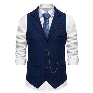 <span class=keywords><strong>Chaleco</strong></span> de traje profesional de moda con <span class=keywords><strong>cuello</strong></span> en <span class=keywords><strong>V</strong></span> de un solo pecho de poliéster/algodón de verano <span class=keywords><strong>para</strong></span> <span class=keywords><strong>hombre</strong></span> - Product Image 2