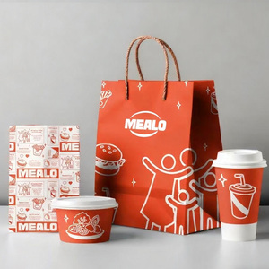 Bandeja de papel de cartón impresa personalizada Fast Hot Dog Chicken Popcorn Burger Chips Fries Box Takeaway Restaurant Food Packaging - Product Image 2