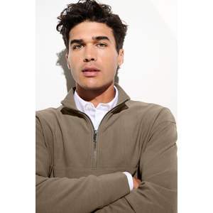 Custom <b>Men's</b> Custom Embroidery Logo Texts Linear Texture <b>Quarter</b> <b>Zip</b> up MM3040 <b>Men's</b> <b>Sweaters</b> - Product Image 1